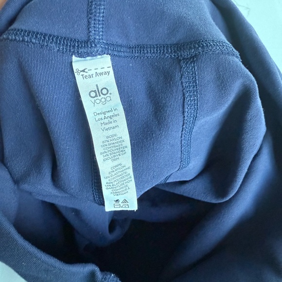 ALO Yoga Blue Moto-Style Leggings with Ribbed Panels - Picture 6 of 14